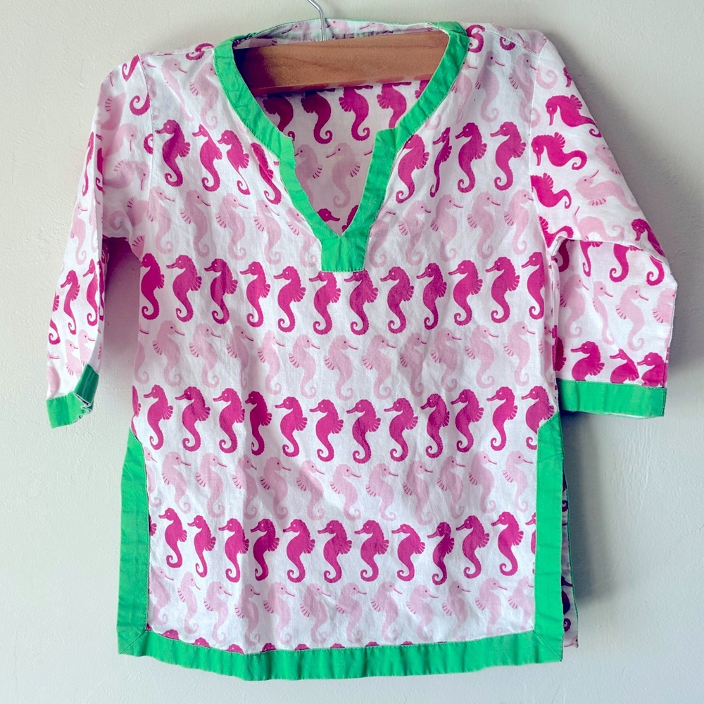 Pottery Barn Kids Pink Seahorse Print Cover Up